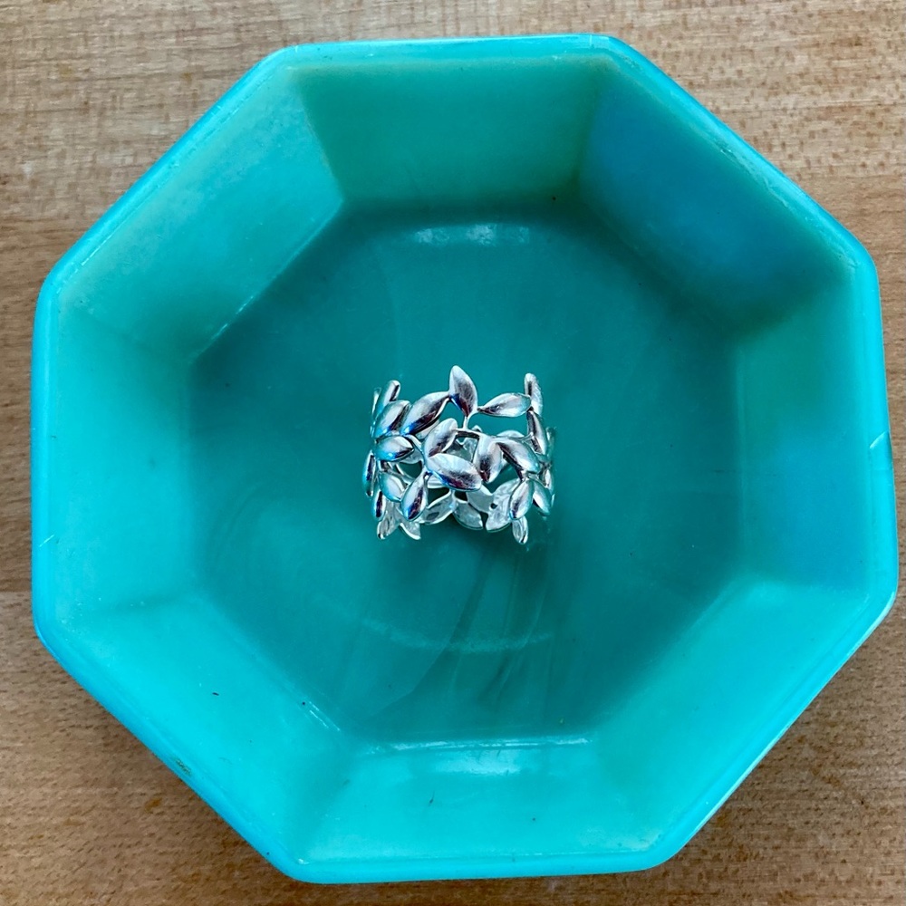 Tiffany Size 7 Sterling Silver Palamo Picasso Olive Leaf Wide Ring